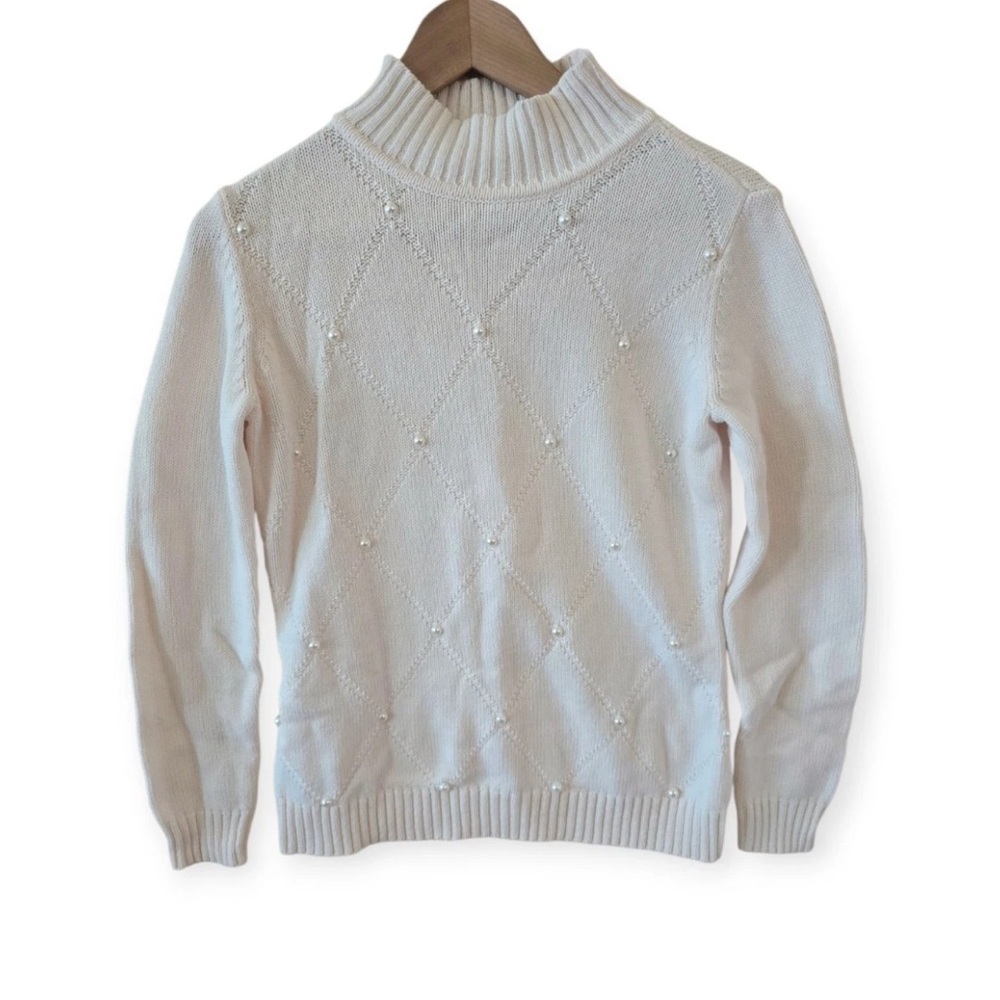 Liz Claiborne Pearl Turtleneck Sweater Sz Ps Creame Long Sleeve Cozy